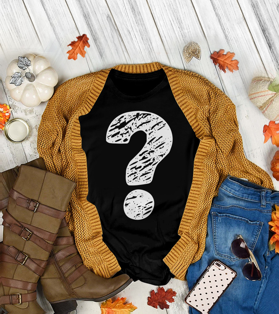 Question Mark Distressed Print T-Shirt