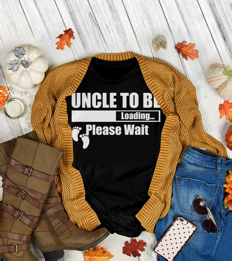 Uncle To Be Loading Please Wait Footprints T-Shirt