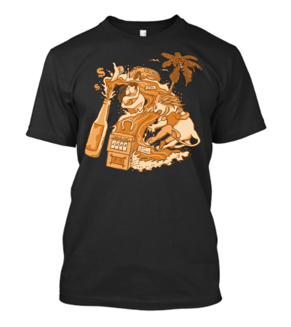 Beer Makes It Happen Dollar Slot Lion Palm Trees T-Shirt