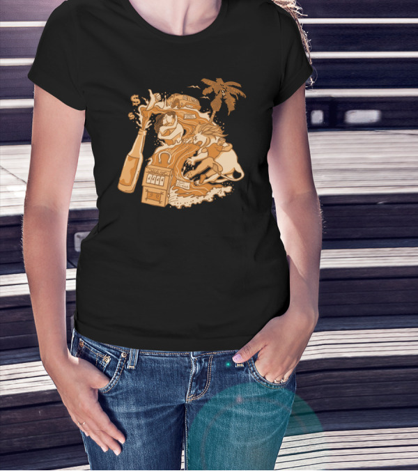 Beer Makes It Happen Dollar Slot Lion Palm Trees T-Shirt