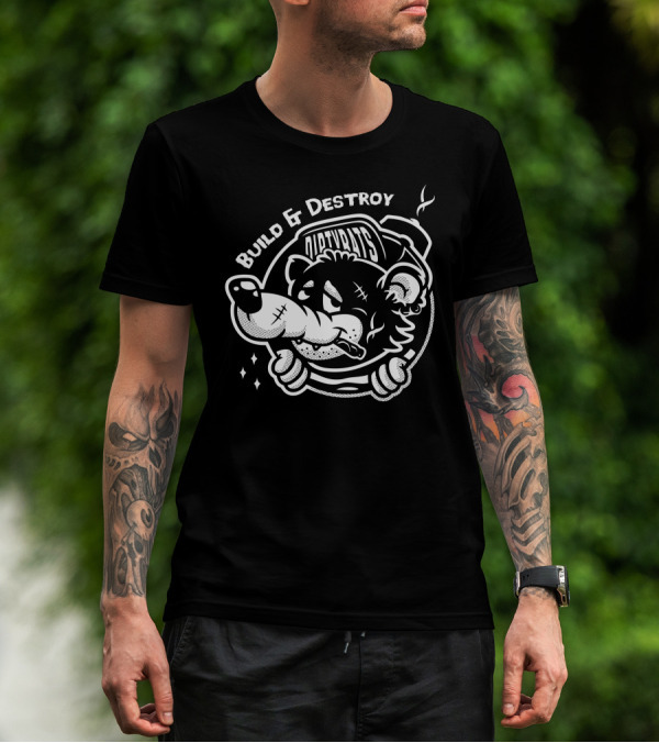 Dirty Rats Build And Destroy Cartoon Rat With Cigar And Sparks T-Shirt