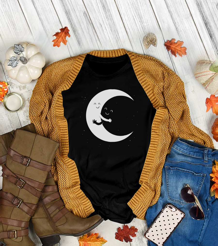 Moon Embrace with Smiling Faces T-Shirt