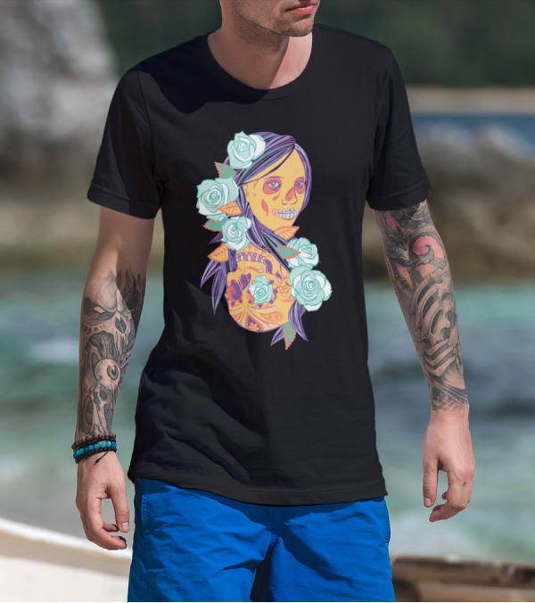 Muertos Skull Floral Sugar Skull T-Shirt