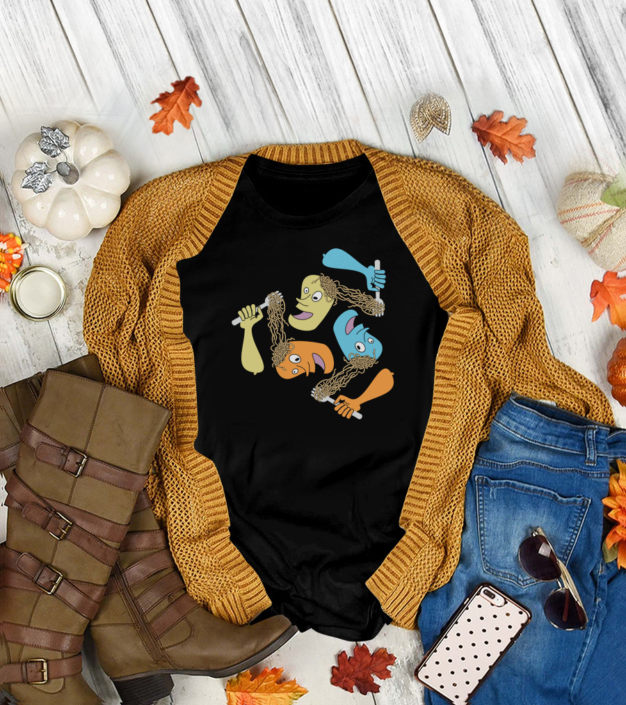 Talking Nonsense Colorful Faces with Noodles T-Shirt