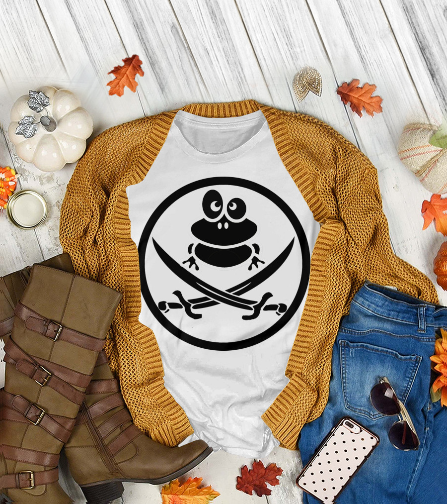Pirate Frog Crossed Swords Emblem T-Shirt