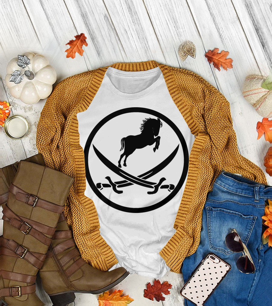 War Norse Horse and Crossed Sabers T-Shirt