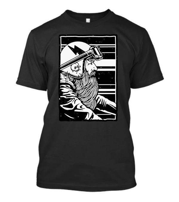 Beard And Ride Onward Bold Helmet Goggles Lightning Bolt T-Shirt
