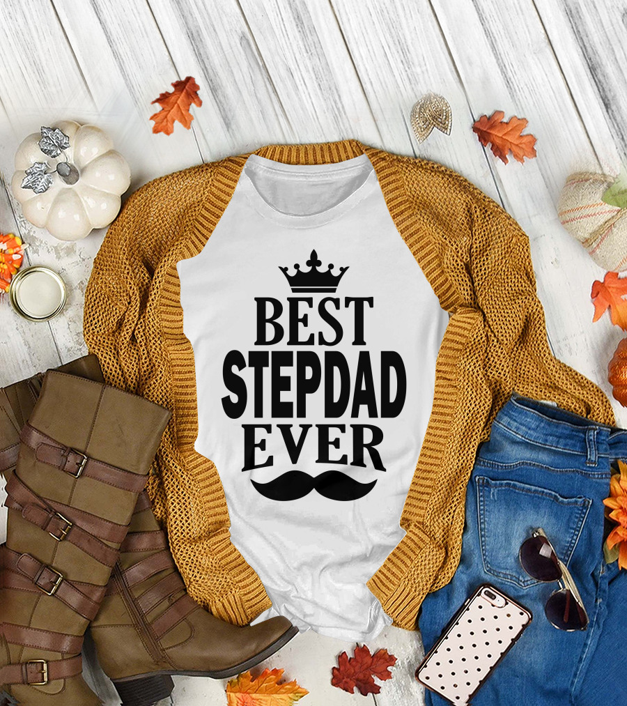 BEST STEPDAD EVER CROWN MUSTACHE T-Shirt