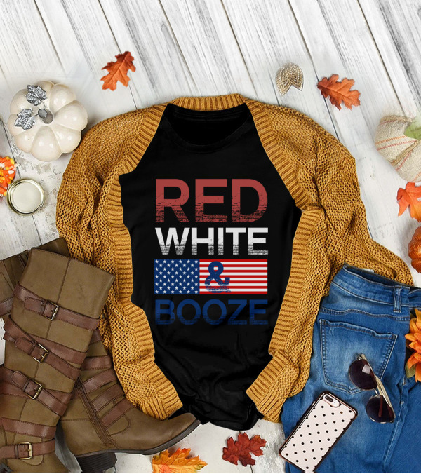 RED WHITE And BOOZE American Flag T-Shirt