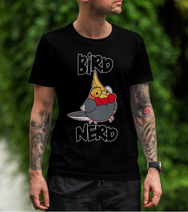 Bird Nerd Cockatiel Bow Tie Quirky Cartoon T-Shirt