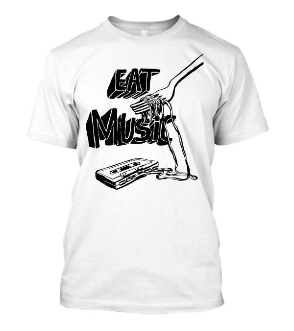 Eat Sweet Music Cassette Noodles Fork T-Shirt