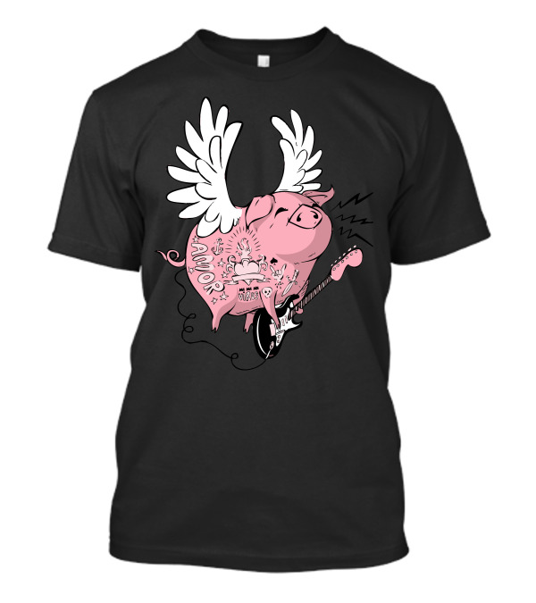 Hell Yeah Piggy With Guitar And Wings T-Shirt