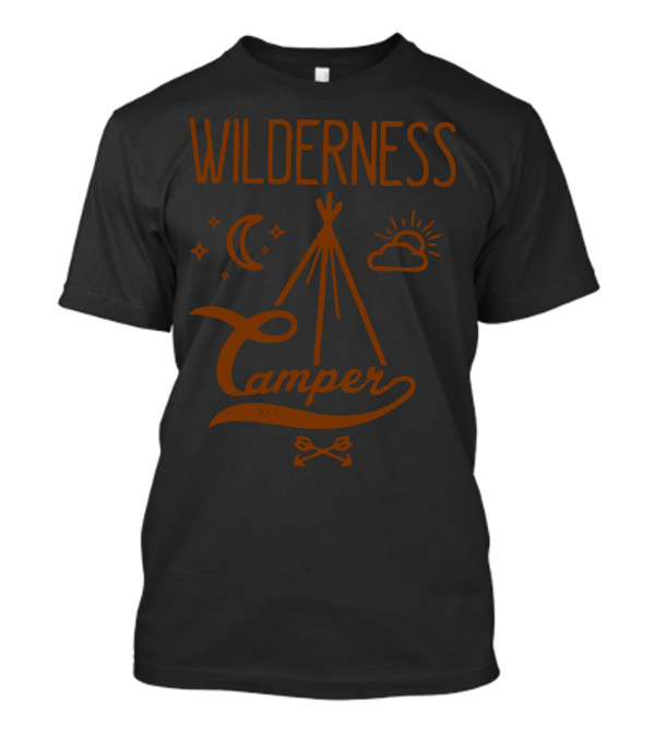 Wilderness Camper Tent With Moon Sun Cloud Stars T-Shirt