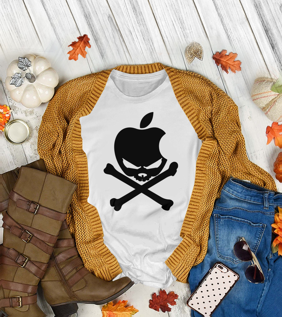 Apple Skull and Crossbones Emblem T-Shirt