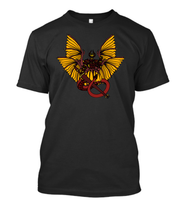 Lucifer Fallen Angel With Red Devil Tail And Golden Bat Wings T-Shirt