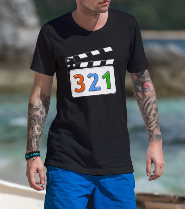 321 Media Player Icon Clapperboard T-Shirt