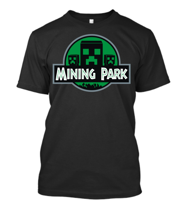 Mining Park Creeper Block Face Green Logo Circle T-Shirt
