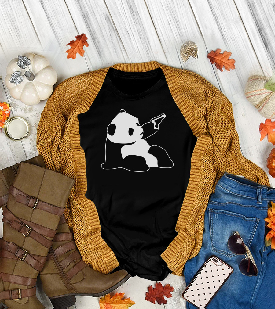 Baby Banksy Panda with Gun T-Shirt