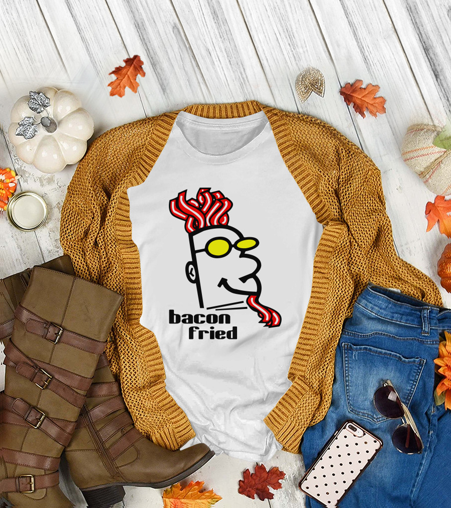 Bacon Fried Bacon Hair and Beard with Yellow Sunglasses T-Shirt