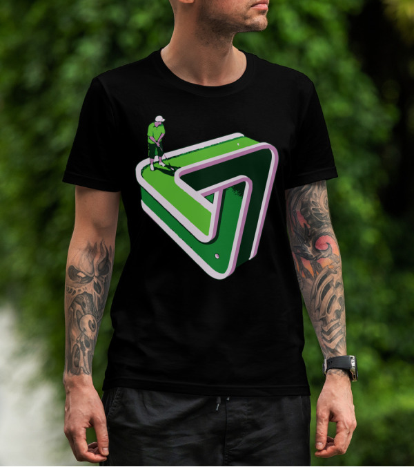 Puzzled Putter Optical Illusion Golf Triangle T-Shirt