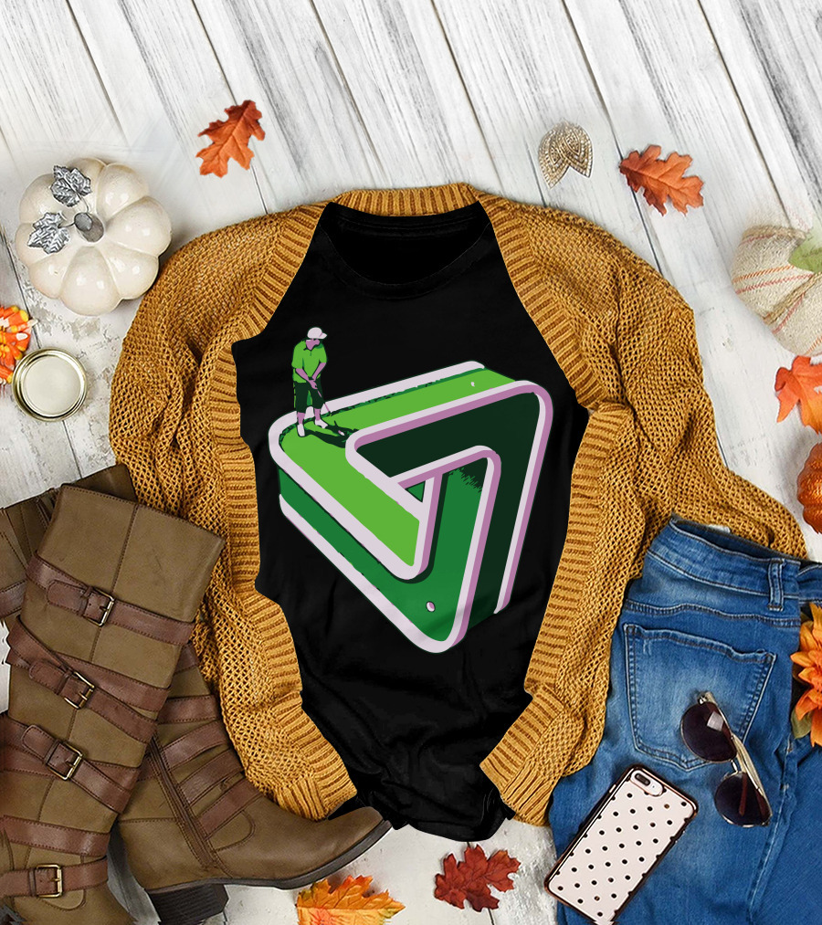 Puzzled Putter Optical Illusion Golf Triangle T-Shirt