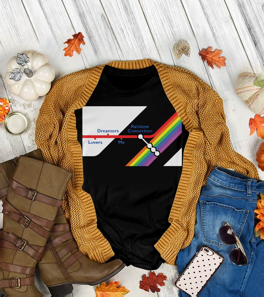 Rainbow Connection Dreamers Lovers Me Line with Color Spectrum T-Shirt