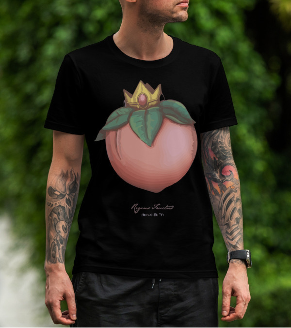 Regius Fructus Crowned Peach With Gold And Gemstone Royal Crown T-Shirt