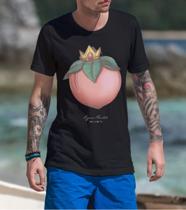 Regius Fructus Crowned Peach With Gold And Gemstone Royal Crown T-Shirt