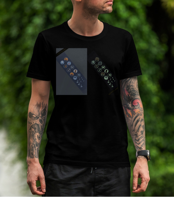 Scare It Badges Glow In The Dark Lights On Off Icons T-Shirt