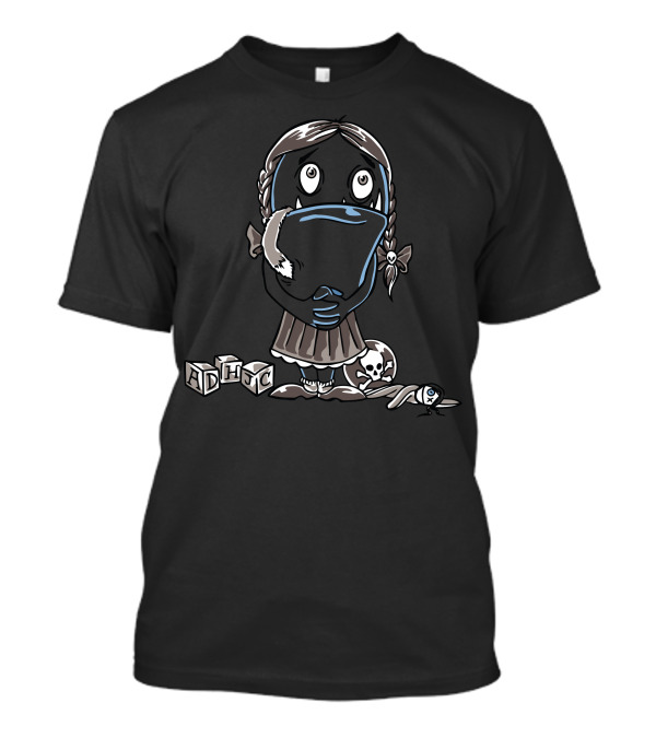 What Kitty Blocks Skulls Wednesday Girl Braids T-Shirt