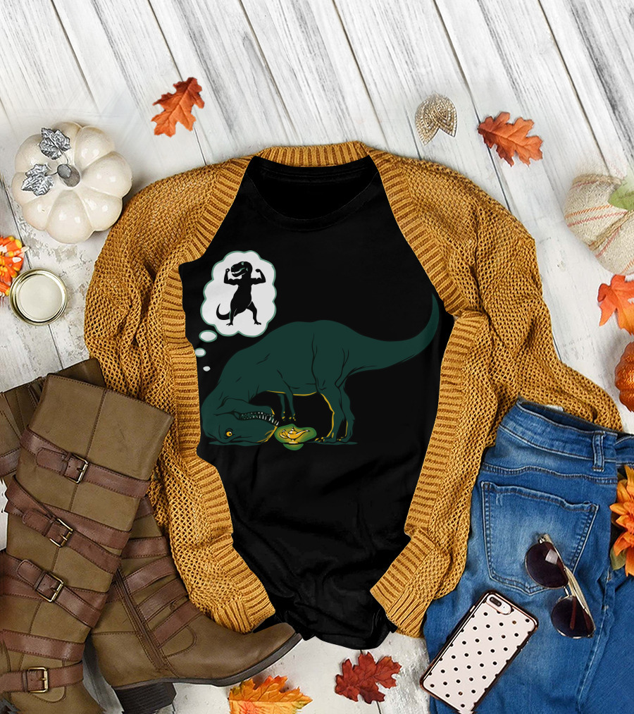 Wishful Thinking T-Rex Dreaming of Muscles T-Shirt