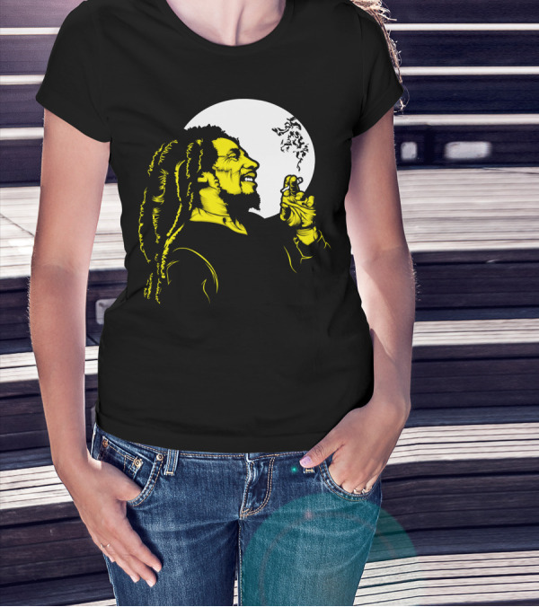 Bob Marley Wonderful Moonlit Smoke Yellow T-Shirt