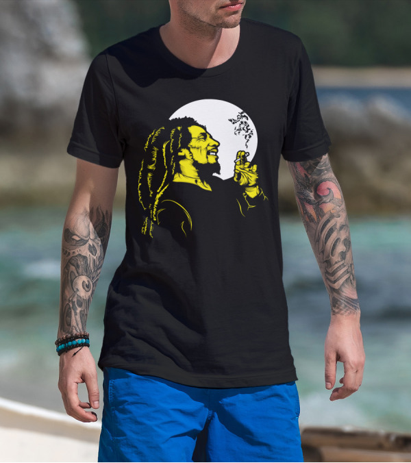 Bob Marley Wonderful Moonlit Smoke Yellow T-Shirt