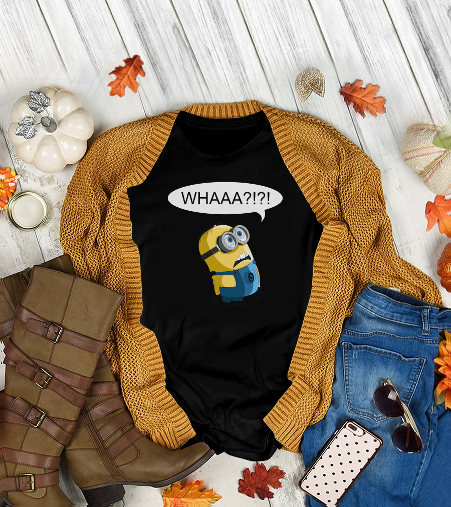 Whaaa Minion Despicable Me Expression with Speech Bubble T-Shirt