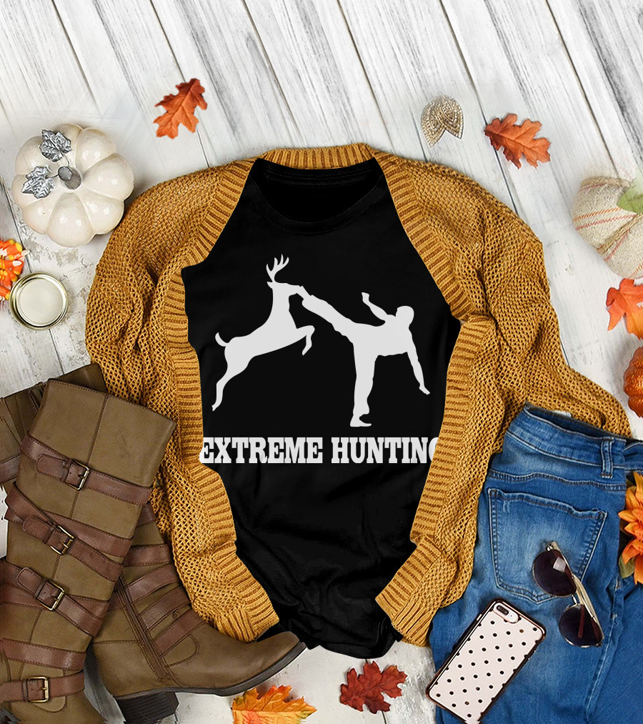 Extreme Hunting Deer Karate Kick Showdown T-Shirt