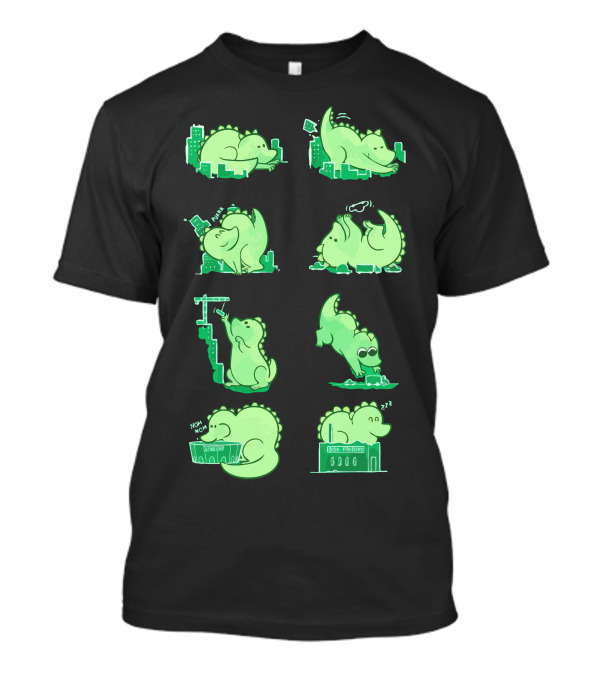 Gawwwzillawww City Adventures Eating Swimming Sleeping Nom Comic Panels T-Shirt
