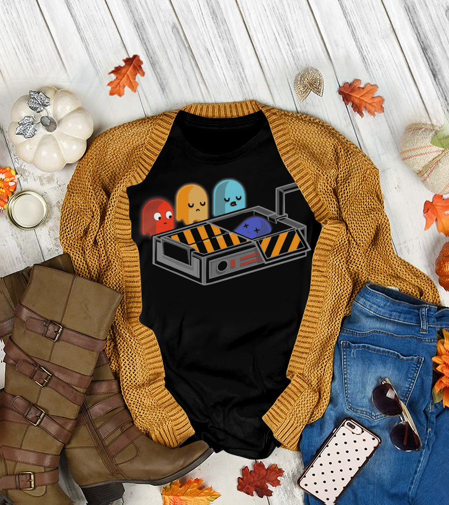 Ghost Busted Ghost Trap with Recognizable Characters T-Shirt