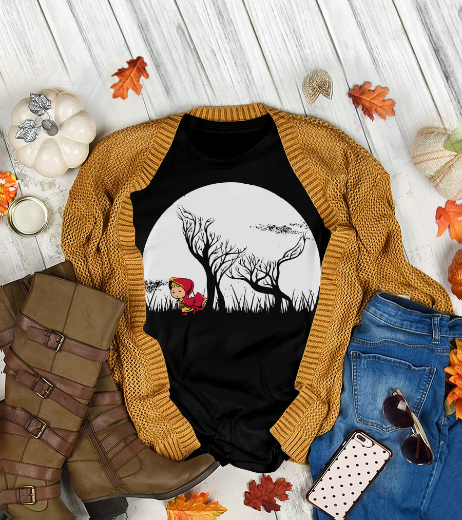 Red Riding Hood Hidden Wolf Forest Moon T-Shirt