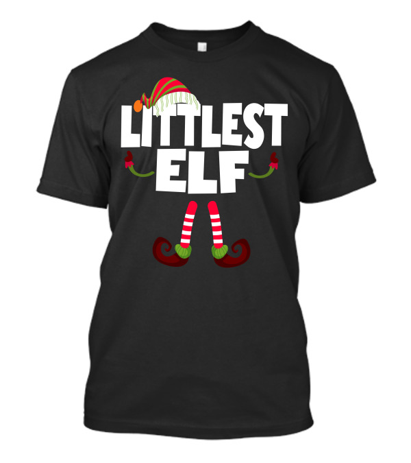 Littlest Elf Festive Hat And Striped Stockings T-Shirt