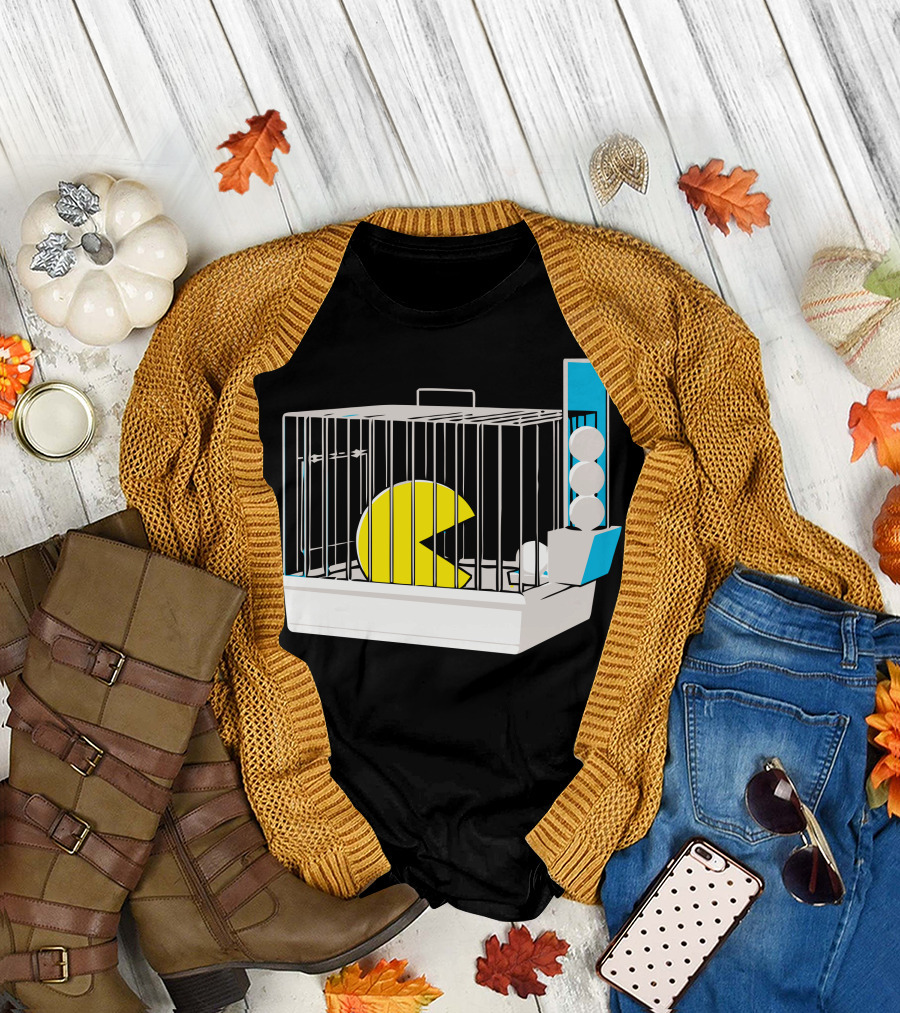 Pet Feeder Pac-Man Ghost Cage Fun T-Shirt