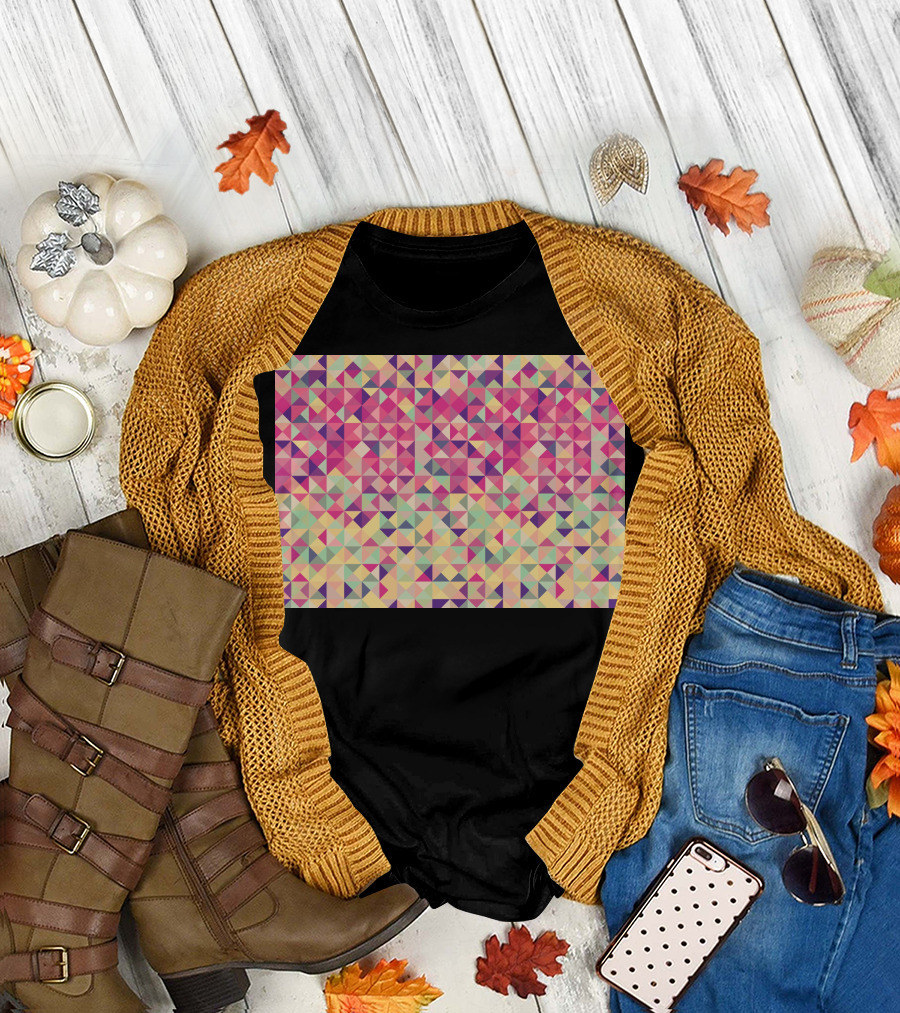 Colorful Geometric Pink Triangle T-Shirt
