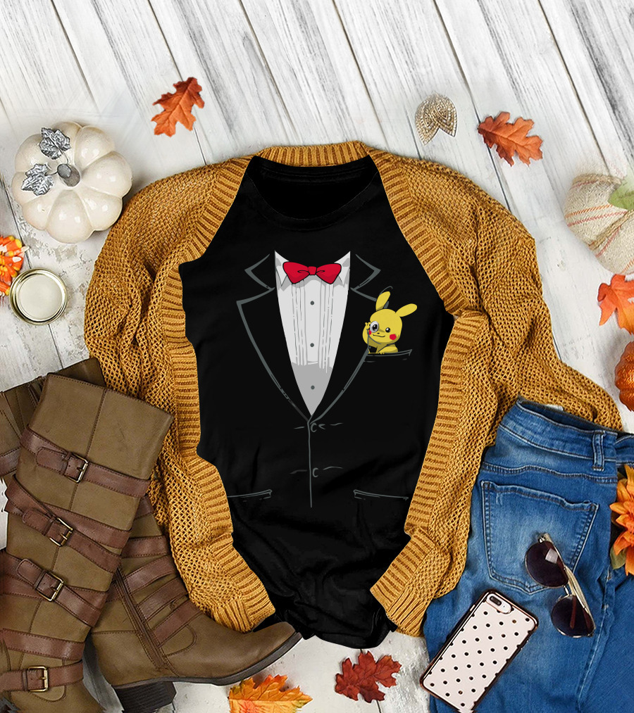 Pocket Posh Pikachu Tuxedo Bow Tie T-Shirt