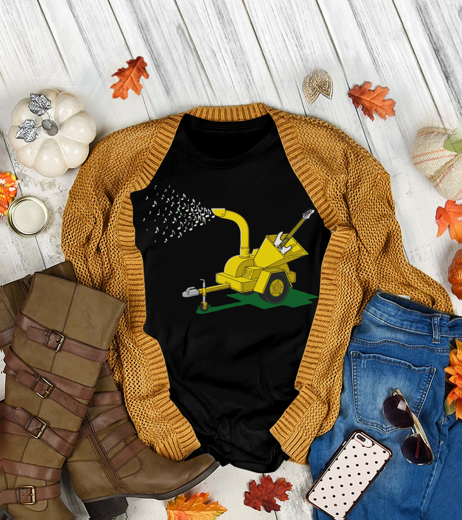 Shredding Guitar into Musical Notes with Wood Chipper T-Shirt