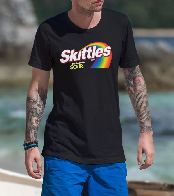 Skittles Bite Size Sour Candy Rainbow Burst T-Shirt