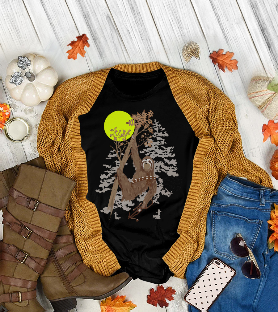 Sloth Wars Cosmic Adventure in the Forest Moonlight T-Shirt