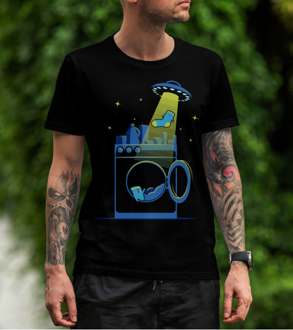 Sock Abduction UFO Laundry Alien Beam T-Shirt
