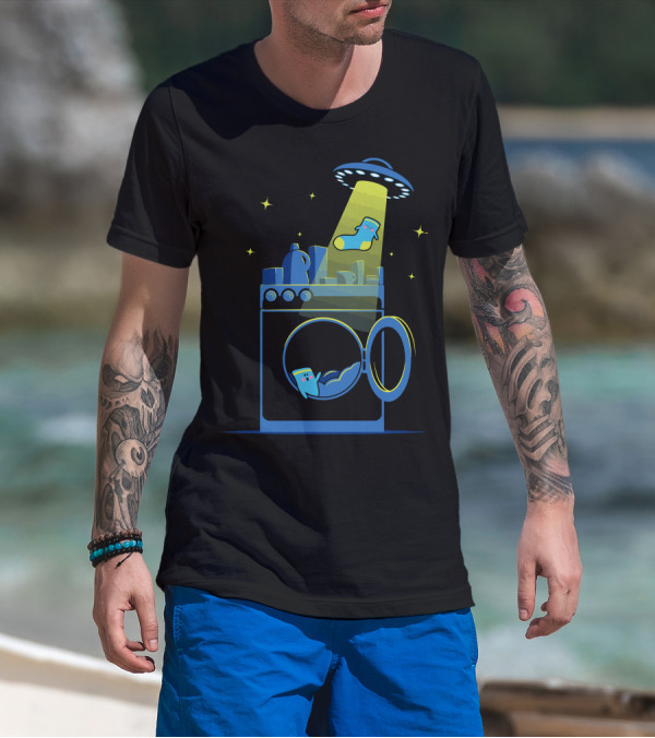 Sock Abduction UFO Laundry Alien Beam T-Shirt