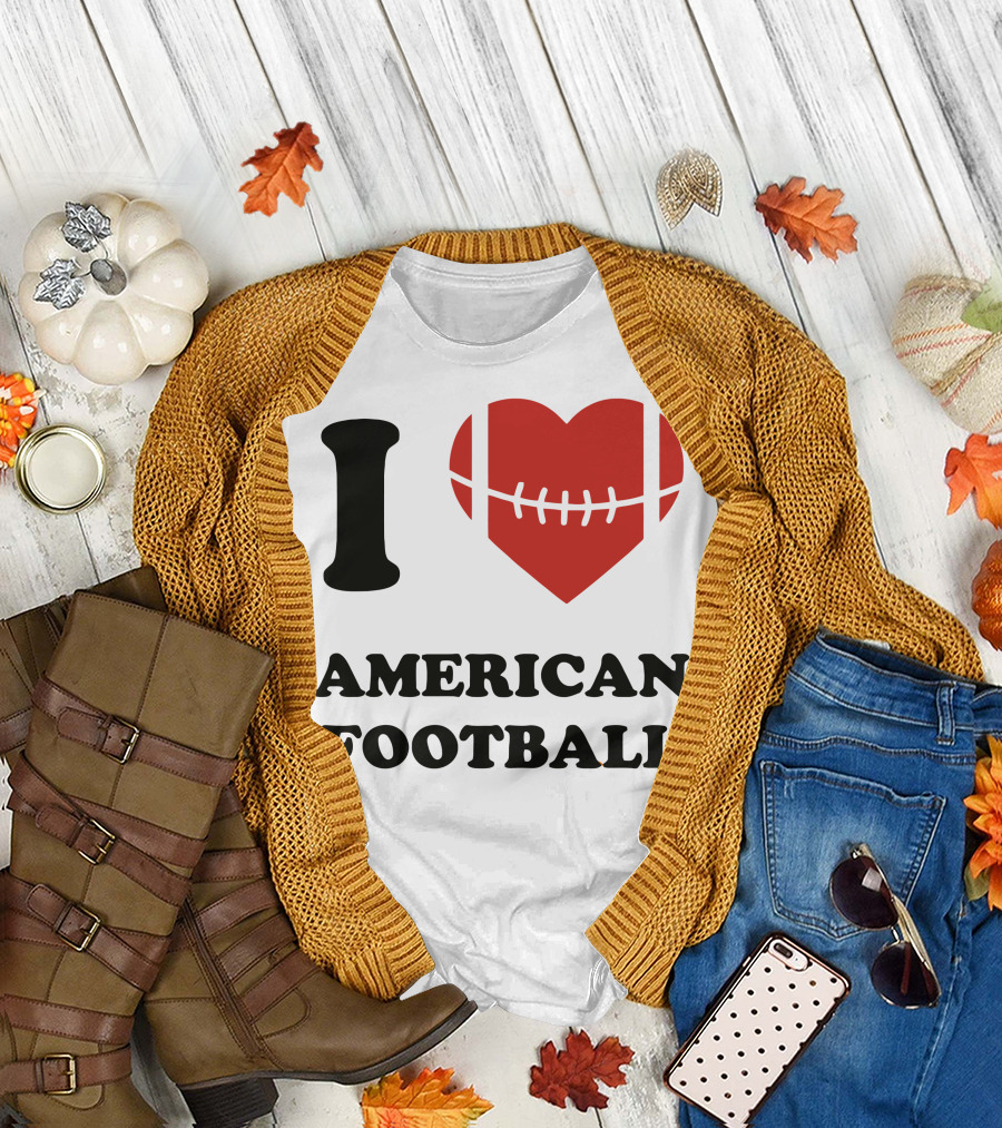 I Love American Football Heart Ball T-Shirt