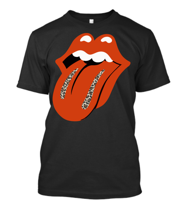 Leopard Print Tongue Iconic Lip T-Shirt