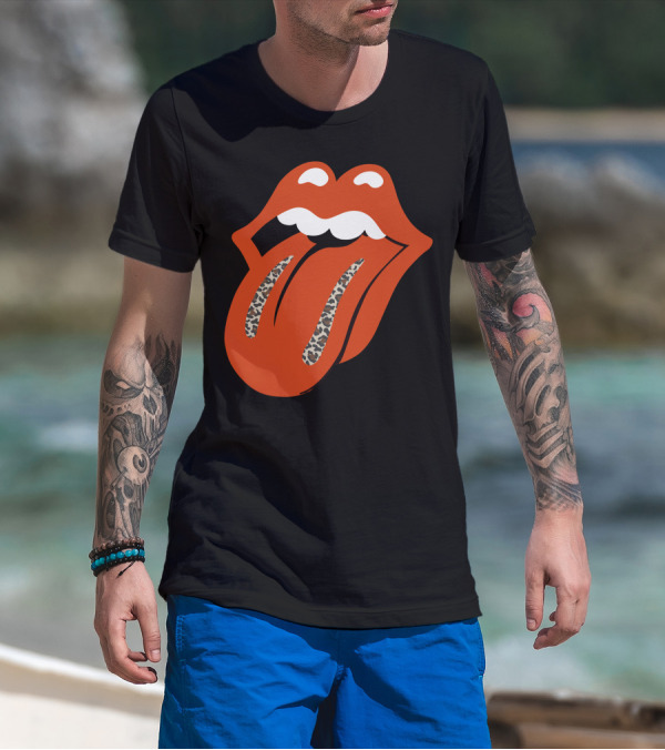 Leopard Print Tongue Iconic Lip T-Shirt
